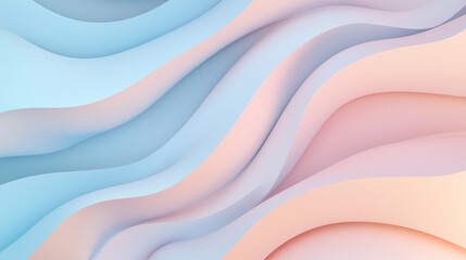 Abstract background with smooth pastel colored waves flowing creating a sense of elegance and serenity, perfect for a modern and minimalist design