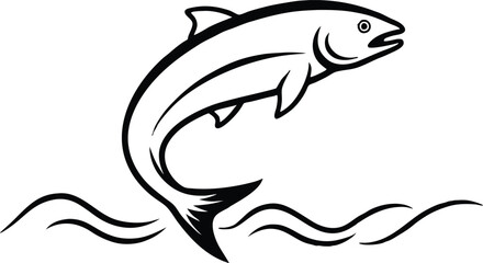 Upstream Odyssey Vector Illustration of Salmon in Motion
