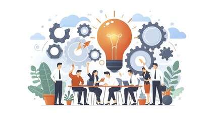 flat design illustration show the importance of team work isolated on white background