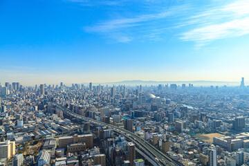 Naklejka premium 展望台から見えた大阪の都市風景