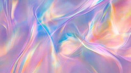 Obraz premium ethereal holographic texture with iridescent rainbow hues swirling and shifting creating mesmerizing abstract patterns on pearlescent background