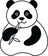 Whimsical Panda and Bamboo Scene in Colorful Vector Style
