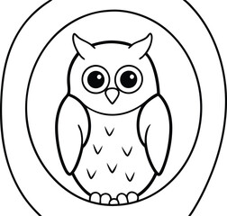 Whimsical Owl Watching Over a Serene Forest Tree Illustration
