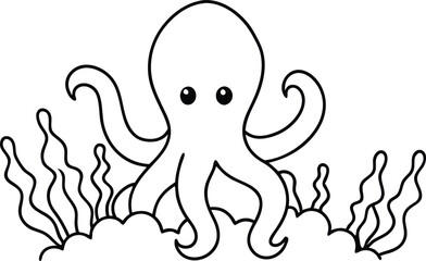 Octopus Camouflage Among Coral Wonders Stunning Vector Illustration
