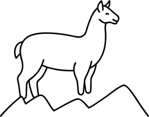 Llama Viewpoint Vector Illustration atop a Majestic Mountain
