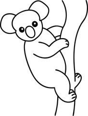 Joyful Koala in Eucalyptus Tree Captured in Vector Illustration
