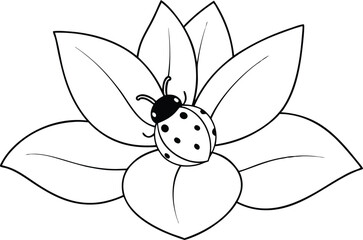 Gentle Ladybug Nestled on Vibrant Flower Petal Vector Illustration
