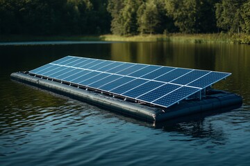 Solar panels on water, eco-friendly innovation