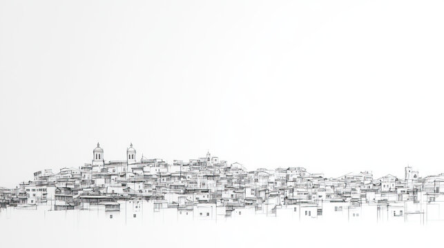 Potos, Bolivia, black and white pen pencil hand-drawn effect drawing illustration for travel poster, card, wallpaper, backdrop or banner. Modern, clear, artistic and simple