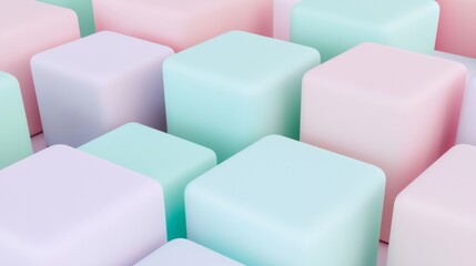 Obraz premium Three-dimensional rendering of a multitude of cubes forming a pattern, with a minimalist and modern aesthetic. The image inspires a sense of order and symmetry