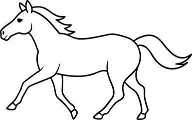 Graceful Gallop of a Horse in Blooming Fields Vector Artwork





