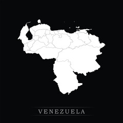 Obraz premium White political maps of Venezuela isolated on black background.
