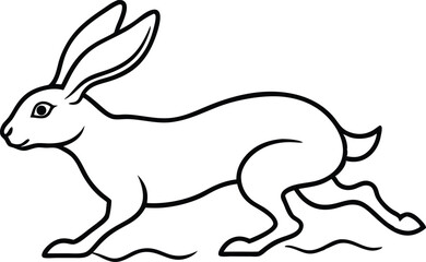Vibrant Vector Hare Dash Across Lush Green Fields

