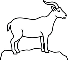 Rocky Ledge Goat Adventure Captured in Vector Illustration
