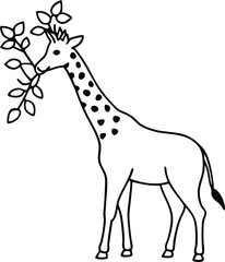 Eating giraffe cartoon isolated on white