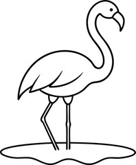 Vibrant Flamingo Vector Illustration in Serene Shallow Waters
