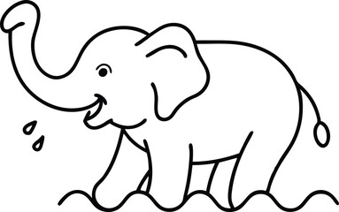 Elephant Fun in Water Vector Illustration of Splashing Joy

