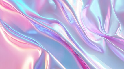 Fototapeta premium Dive into a mesmerizing world of color with this holographic, iridescent background flowing gracefully with vibrant hues like pink, blue, and purple, perfect for adding luxury to projects