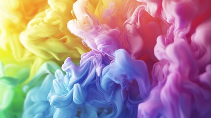 Fototapeta premium Colorful ink swirls underwater, blending vibrant hues in mesmerizing abstract patterns, perfect for design projects