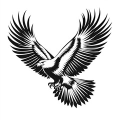 Fototapeta premium American Eagle Silhouette, Illustration Isolated On White Background