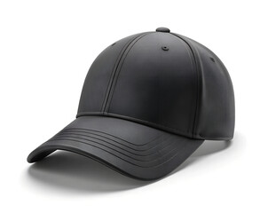 Fototapeta premium black baseball cap in close-up, isolated on a white background