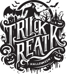 Trick or treat Halloween typography design silhouette vector illustration isolated on a white background