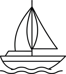 Stylish Vector Sailing Boat Icon Perfect for Marine Graphics
