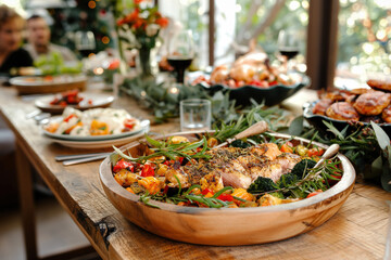 Christmas Celebration During Eveneng Dinner, The Whole Family