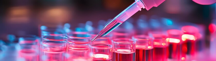 Pipette Dropping Liquid into Test Tubes in a Lab