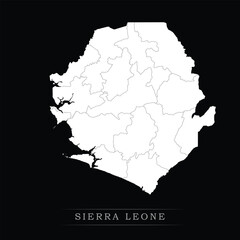 White political maps of Sierra Leone isolated on black background.