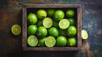 Fresh Limes in Wooden Box