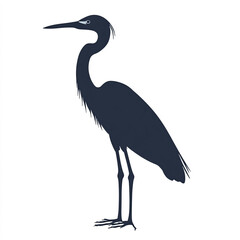 Obraz premium Great Blue Heron Silhouette, Illustration Isolated On White Background