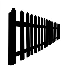Picket Fence Silhouette, Illustration Isolated On White Background
