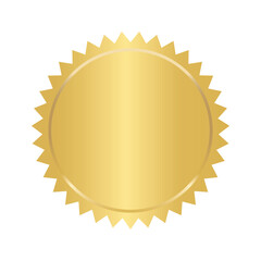 Seal stamp gold luxury elegant icon vector illustration isolated on white background without text.  Gold luxury label for promo seal. Winner, Trophy, Top Quality concept.