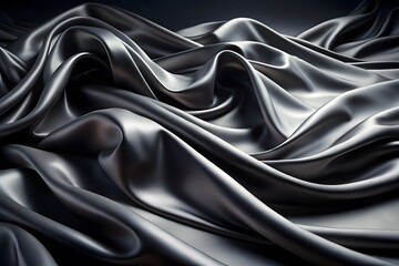 Fototapeta premium Elegant Black Silk Waves. Luxury Abstract Liquid Cloth Folds Background and Wallpaper Design