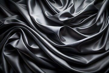 Obraz premium Elegant Black Silk Waves. Luxury Abstract Liquid Cloth Folds Background and Wallpaper Design