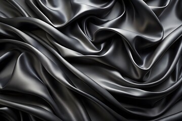 Fototapeta premium Elegant Black Silk Waves. Luxury Abstract Liquid Cloth Folds Background and Wallpaper Design