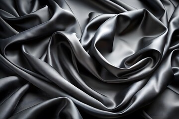 Fototapeta premium Elegant Black Silk Waves. Luxury Abstract Liquid Cloth Folds Background and Wallpaper Design