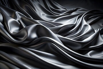 Fototapeta premium Elegant Black Silk Waves. Luxury Abstract Liquid Cloth Folds Background and Wallpaper Design