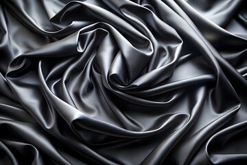 Obraz premium Elegant Black Silk Waves. Luxury Abstract Liquid Cloth Folds Background and Wallpaper Design