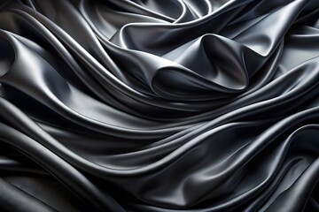 Fototapeta premium Elegant Black Silk Waves. Luxury Abstract Liquid Cloth Folds Background and Wallpaper Design