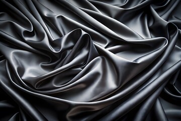 Obraz premium Elegant Black Silk Waves. Luxury Abstract Liquid Cloth Folds Background and Wallpaper Design