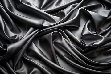 Obraz premium Elegant Black Silk Waves. Luxury Abstract Liquid Cloth Folds Background and Wallpaper Design