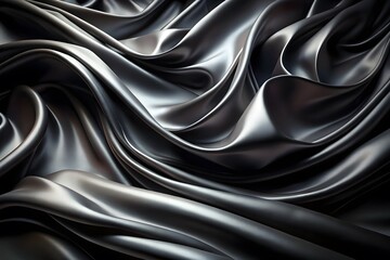 Obraz premium Elegant Black Silk Waves. Luxury Abstract Liquid Cloth Folds Background and Wallpaper Design