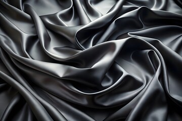 Fototapeta premium Elegant Black Silk Waves. Luxury Abstract Liquid Cloth Folds Background and Wallpaper Design
