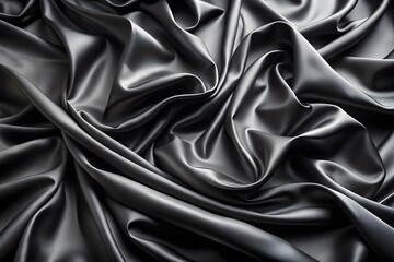 Obraz premium Elegant Black Silk Waves. Luxury Abstract Liquid Cloth Folds Background and Wallpaper Design