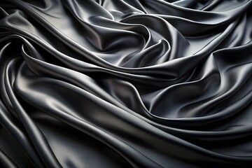 Obraz premium Elegant Black Silk Waves. Luxury Abstract Liquid Cloth Folds Background and Wallpaper Design