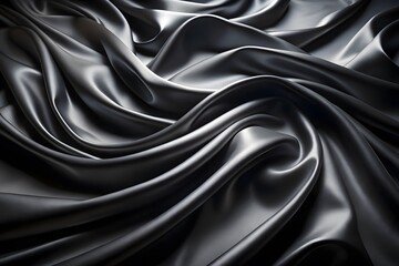 Obraz premium Elegant Black Silk Waves. Luxury Abstract Liquid Cloth Folds Background and Wallpaper Design