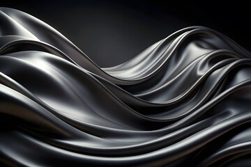 Fototapeta premium Elegant Black Silk Waves. Luxury Abstract Liquid Cloth Folds Background and Wallpaper Design