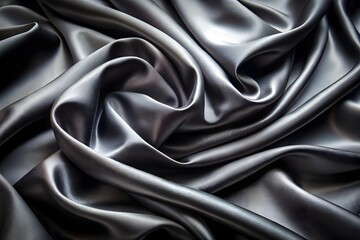 Obraz premium Elegant Black Silk Waves. Luxury Abstract Liquid Cloth Folds Background and Wallpaper Design